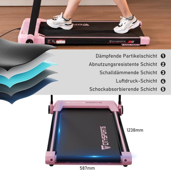 CITYSPORTS Elektrisches Laufband, klappbar, bis zu 12 km/h, mit LED-Display, App-Steuerung und 360° Tablet-Halter, kompakte Walking-Matte für Zuhause und Büro (Neuwertig)